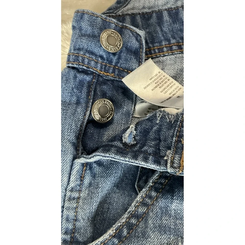 American‎ Eagle Women's Size XS Denim  Short Alls Overalls Distressed Raw Hem